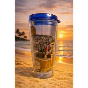 Margaritaville Wasting Away Again Beach Bar Insulated Travel Tumbler 24oz Blue
